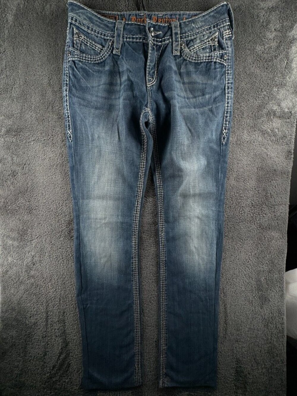 Rock Revival Elaina Easy Boot Jeans Size 29 Blue Denim Embellished Ladies